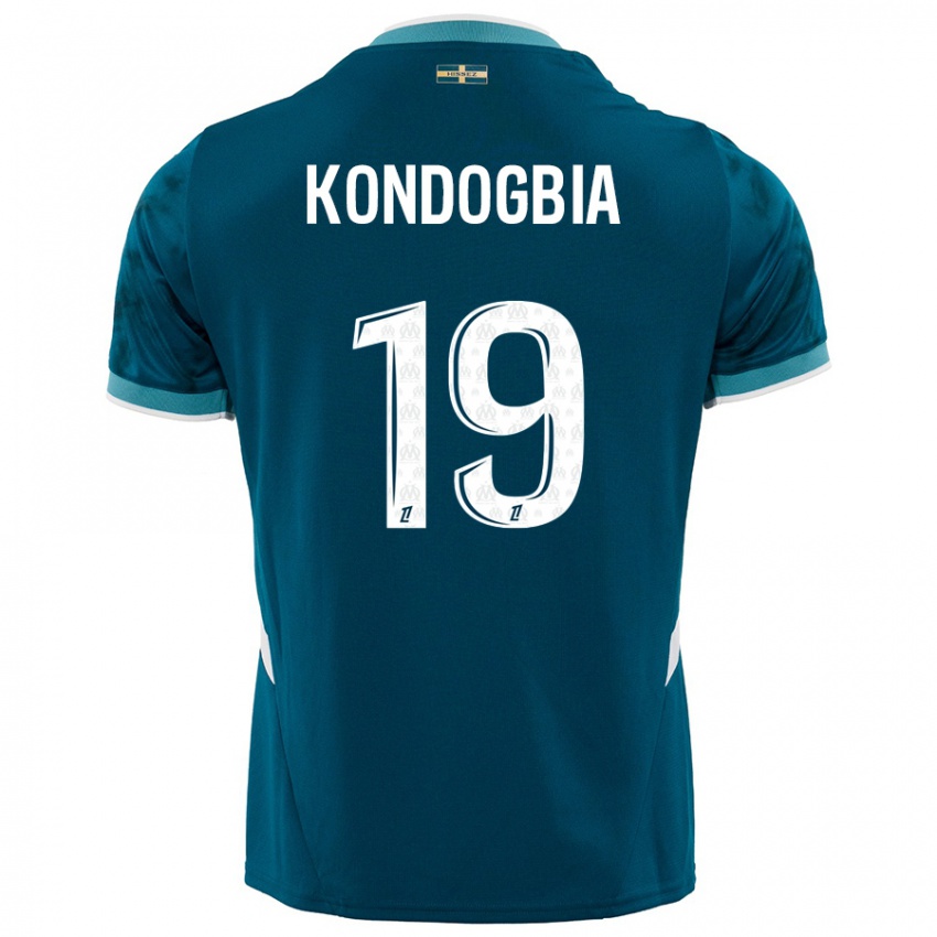 Kinder Geoffrey Kondogbia #19 Türkisblau Auswärtstrikot Trikot 2024/25 T-Shirt Schweiz