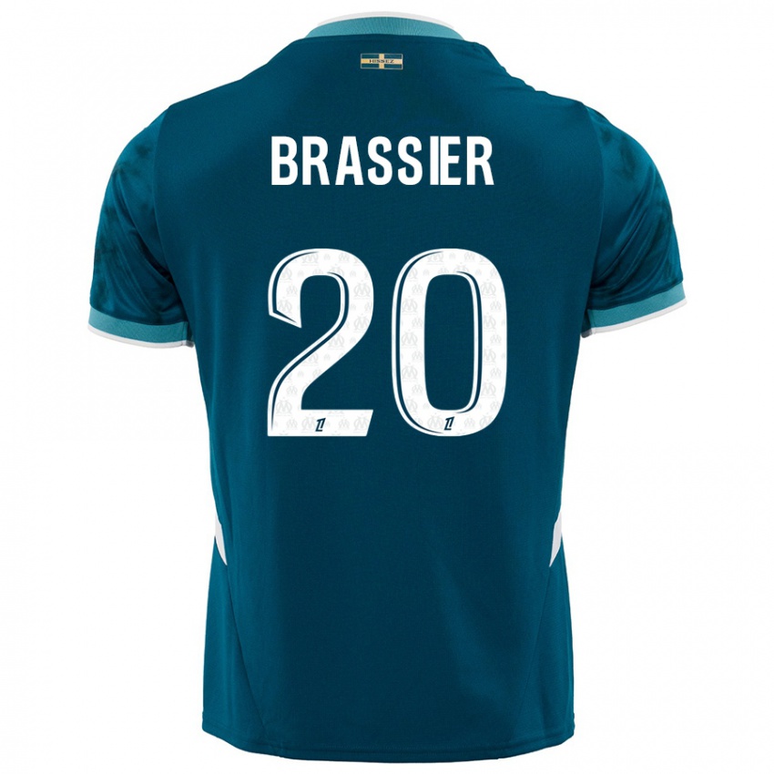 Enfant Maillot Lilian Brassier #20 Turquoise Bleu Tenues Extérieur 2024/25 T-Shirt Suisse