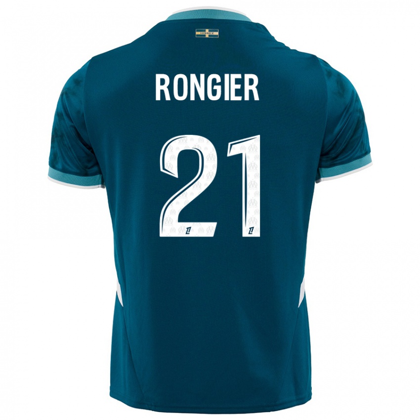 Enfant Maillot Valentin Rongier #21 Turquoise Bleu Tenues Extérieur 2024/25 T-Shirt Suisse