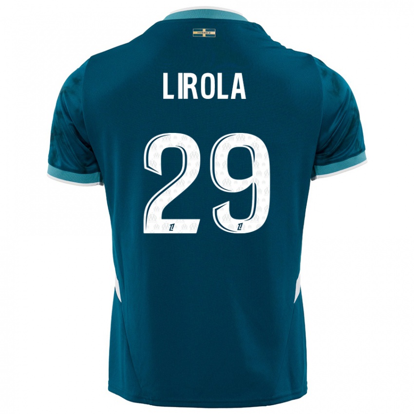 Enfant Maillot Pol Lirola #29 Turquoise Bleu Tenues Extérieur 2024/25 T-Shirt Suisse