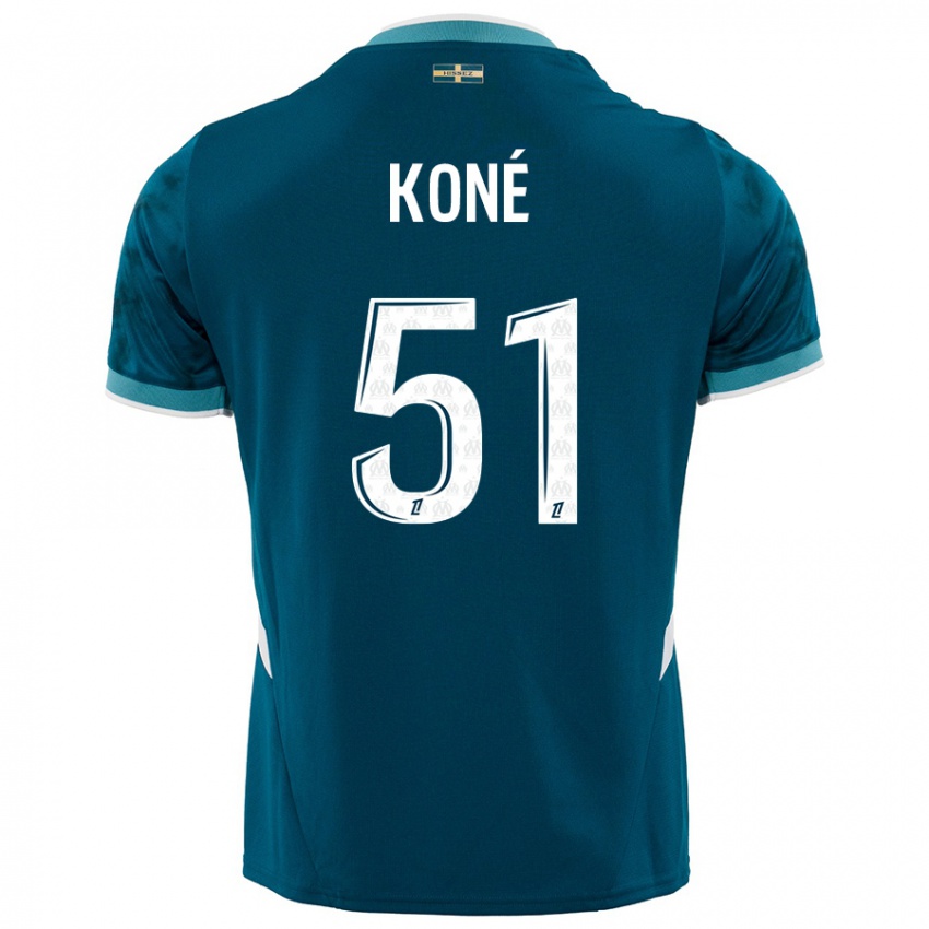 Enfant Maillot Ismaël Koné #51 Turquoise Bleu Tenues Extérieur 2024/25 T-Shirt Suisse