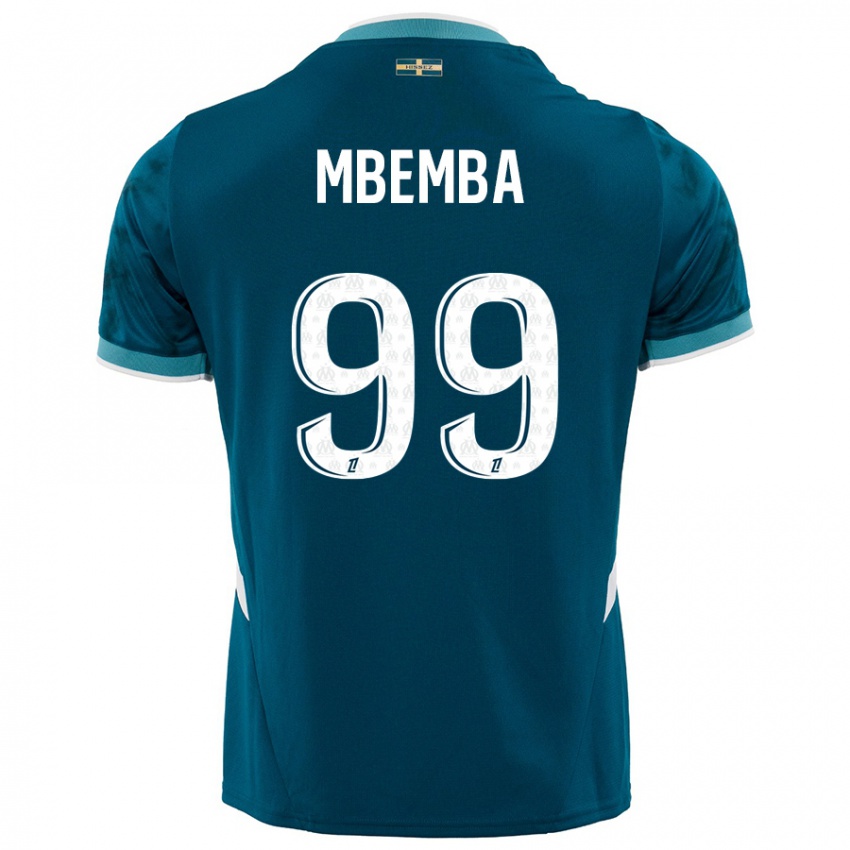 Kinder Chancel Mbemba #99 Türkisblau Auswärtstrikot Trikot 2024/25 T-Shirt Schweiz