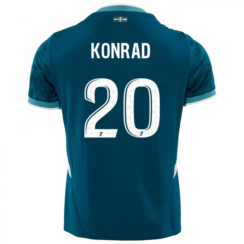 Enfant Maillot Konrad De La Fuente #20 Turquoise Bleu Tenues Extérieur 2024/25 T-Shirt Suisse