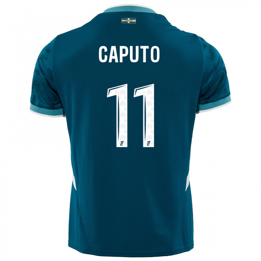 Kinder Cindy Caputo #11 Türkisblau Auswärtstrikot Trikot 2024/25 T-Shirt Schweiz