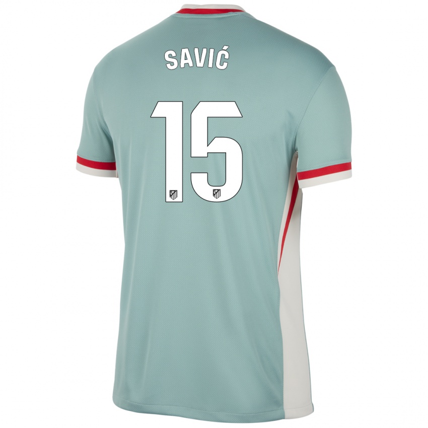 Enfant Maillot Stefan Savic #15 Beige Clair Bleu Tenues Extérieur 2024/25 T-Shirt Suisse