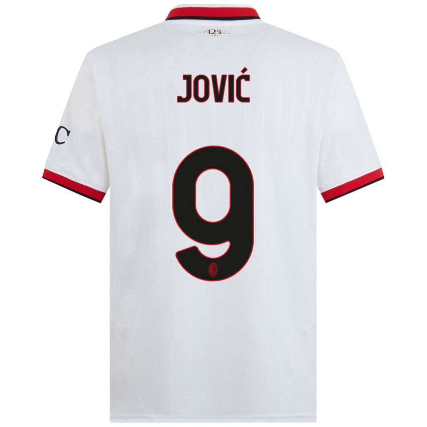 Enfant Maillot Luka Jovic #9 Blanc Noir Rouge Tenues Extérieur 2024/25 T-Shirt Suisse