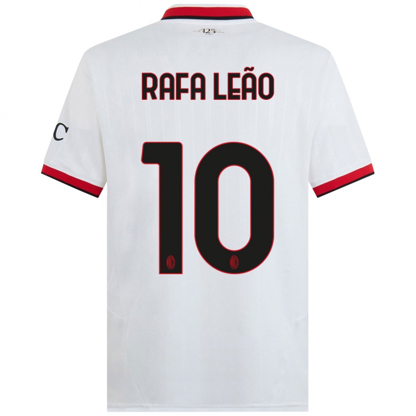 Kinder Rafael Leao #10 Weiß Schwarz Rot Auswärtstrikot Trikot 2024/25 T-Shirt Schweiz