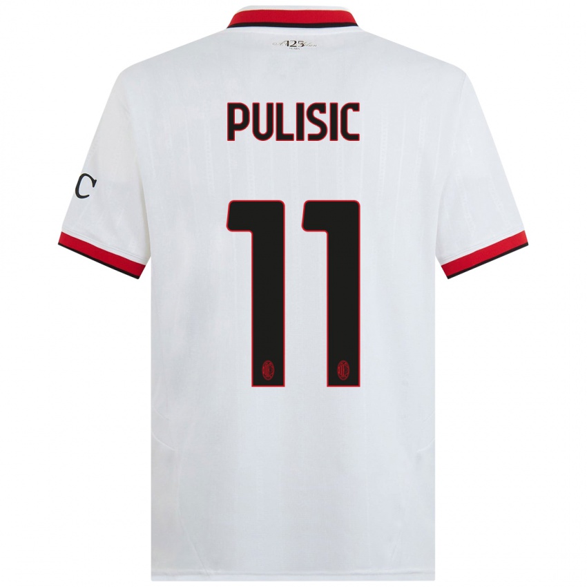 Kinder Christian Pulisic #11 Weiß Schwarz Rot Auswärtstrikot Trikot 2024/25 T-Shirt Schweiz