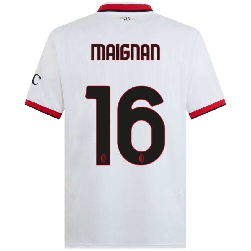 Kinder Mike Maignan #16 Weiß Schwarz Rot Auswärtstrikot Trikot 2024/25 T-Shirt Schweiz