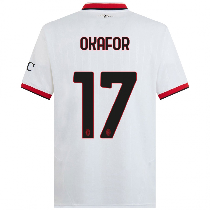 Kinder Noah Okafor #17 Weiß Schwarz Rot Auswärtstrikot Trikot 2024/25 T-Shirt Schweiz