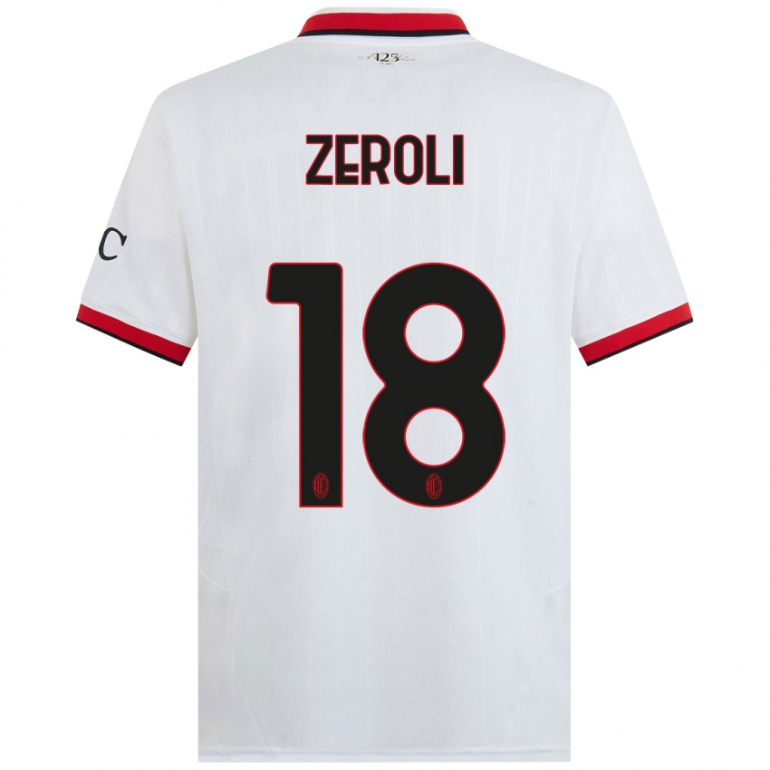 Enfant Maillot Kevin Zeroli #18 Blanc Noir Rouge Tenues Extérieur 2024/25 T-Shirt Suisse