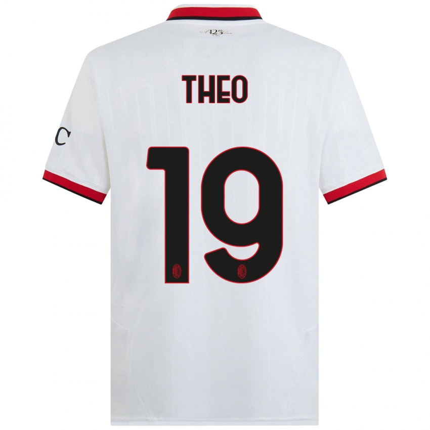 Enfant Maillot Theo Hernandez #19 Blanc Noir Rouge Tenues Extérieur 2024/25 T-Shirt Suisse