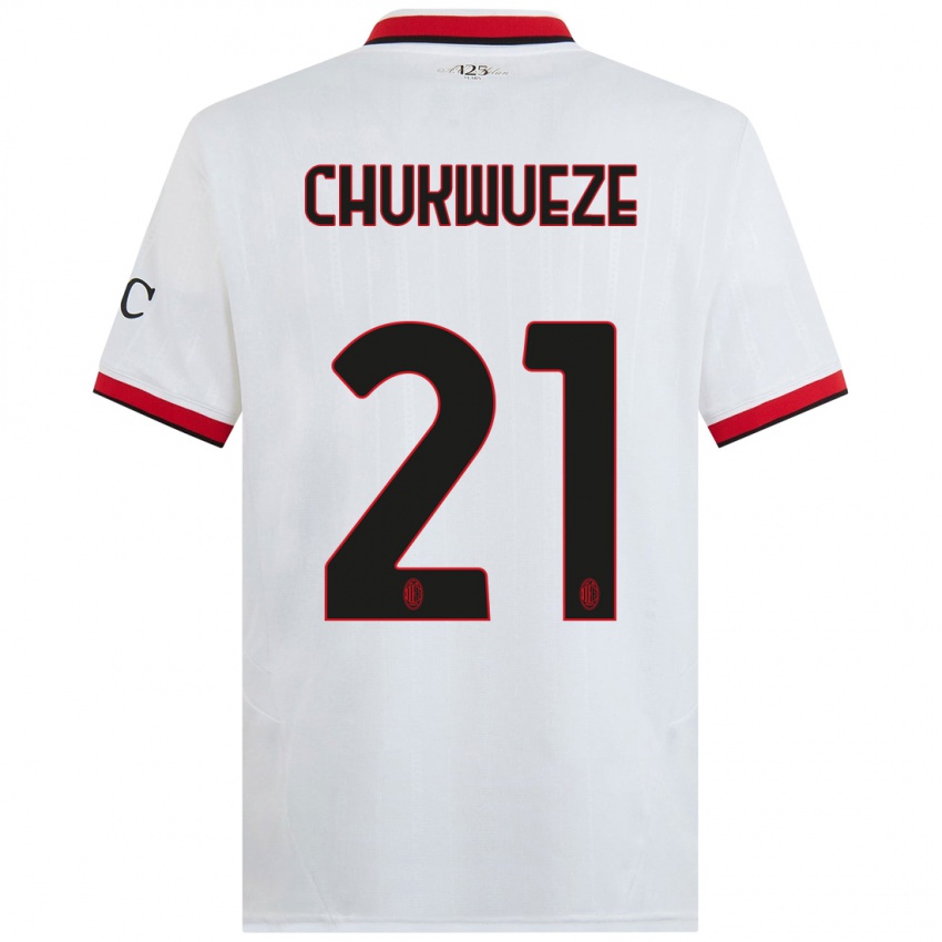 Kinder Samuel Chukwueze #21 Weiß Schwarz Rot Auswärtstrikot Trikot 2024/25 T-Shirt Schweiz