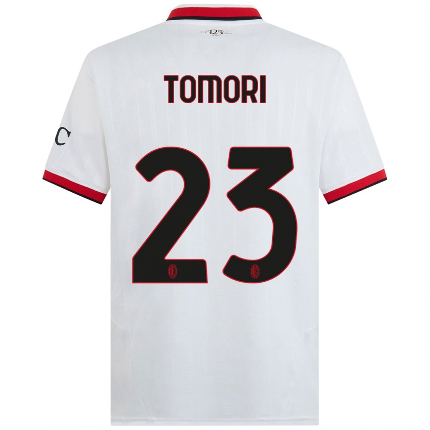 Kinder Fikayo Tomori #23 Weiß Schwarz Rot Auswärtstrikot Trikot 2024/25 T-Shirt Schweiz