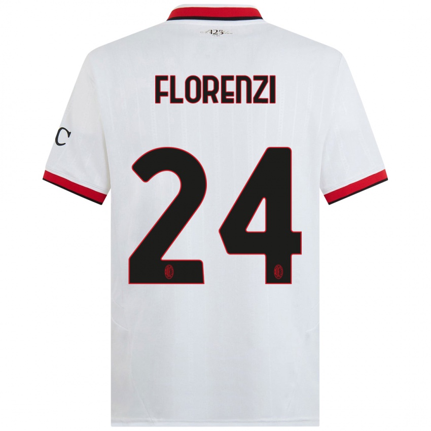 Kinder Alessandro Florenzi #24 Weiß Schwarz Rot Auswärtstrikot Trikot 2024/25 T-Shirt Schweiz