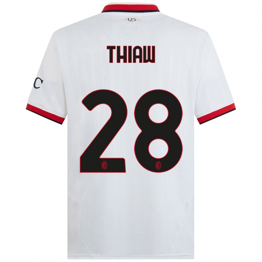 Kinder Malick Thiaw #28 Weiß Schwarz Rot Auswärtstrikot Trikot 2024/25 T-Shirt Schweiz