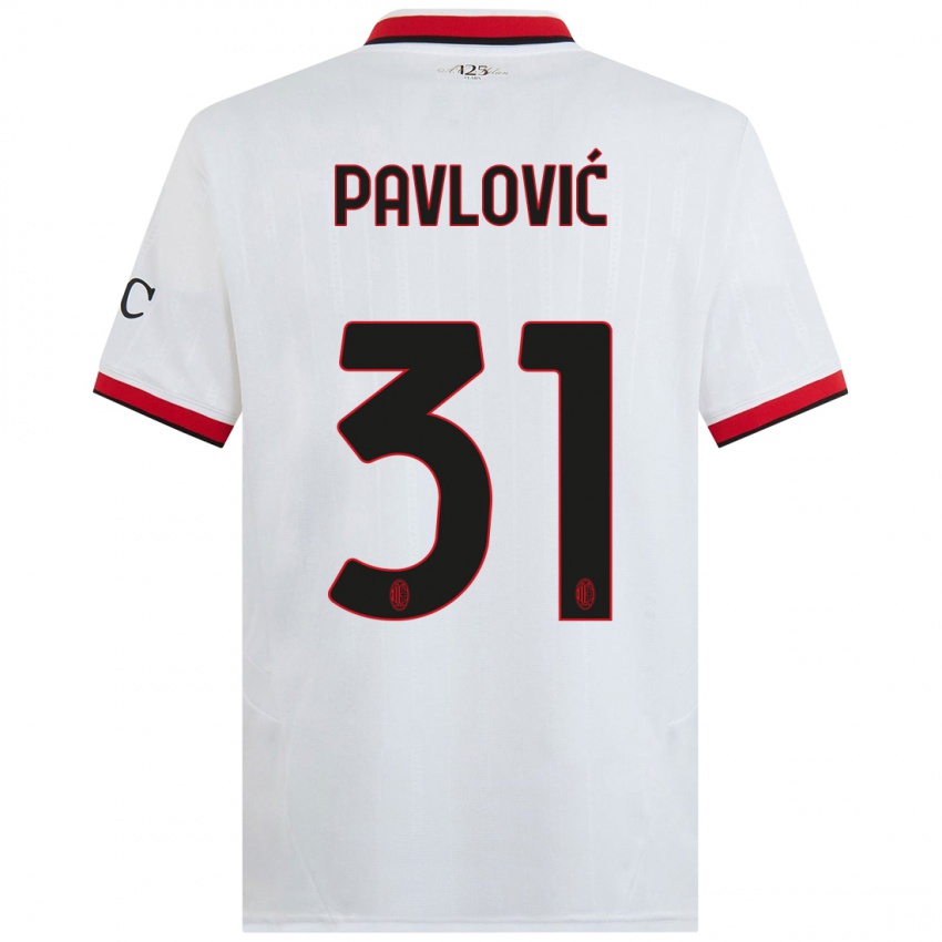 Kinder Strahinja Pavlović #31 Weiß Schwarz Rot Auswärtstrikot Trikot 2024/25 T-Shirt Schweiz