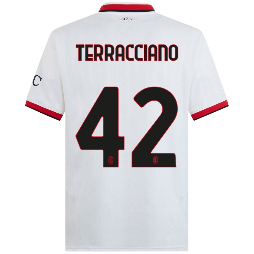 Kinder Filippo Terracciano #42 Weiß Schwarz Rot Auswärtstrikot Trikot 2024/25 T-Shirt Schweiz