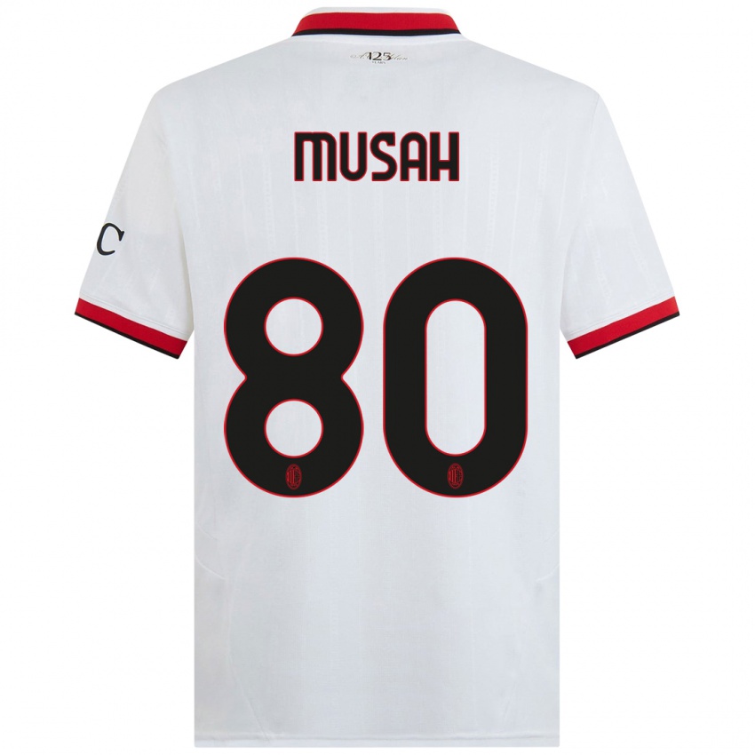 Kinder Yunus Musah #80 Weiß Schwarz Rot Auswärtstrikot Trikot 2024/25 T-Shirt Schweiz