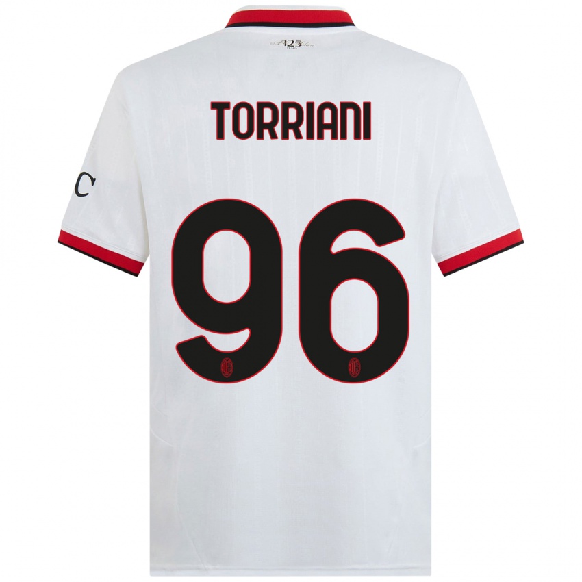 Kinder Lorenzo Torriani #96 Weiß Schwarz Rot Auswärtstrikot Trikot 2024/25 T-Shirt Schweiz