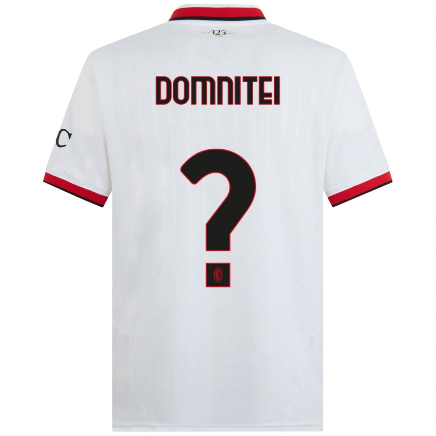 Kinder Francesco Domniței #0 Weiß Schwarz Rot Auswärtstrikot Trikot 2024/25 T-Shirt Schweiz