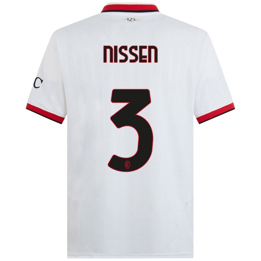 Kinder Fredrik Nissen #3 Weiß Schwarz Rot Auswärtstrikot Trikot 2024/25 T-Shirt Schweiz