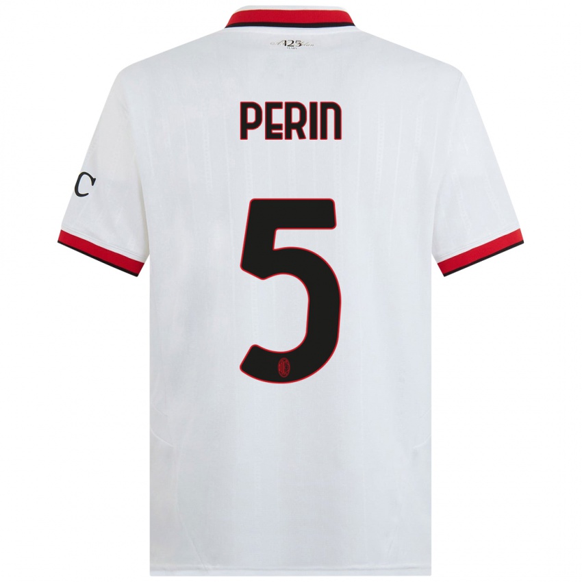 Enfant Maillot Ernesto Perin #5 Blanc Noir Rouge Tenues Extérieur 2024/25 T-Shirt Suisse