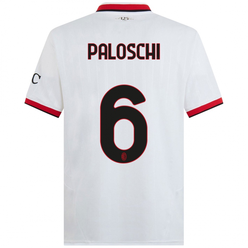 Enfant Maillot Dorian Paloschi #6 Blanc Noir Rouge Tenues Extérieur 2024/25 T-Shirt Suisse