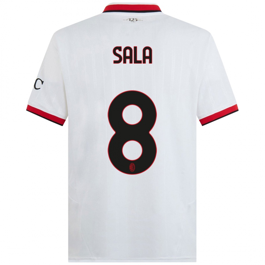 Enfant Maillot Emanuele Sala #8 Blanc Noir Rouge Tenues Extérieur 2024/25 T-Shirt Suisse