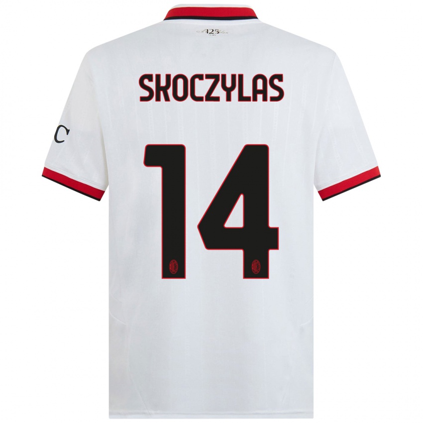 Kinder Mateusz Skoczylas #14 Weiß Schwarz Rot Auswärtstrikot Trikot 2024/25 T-Shirt Schweiz