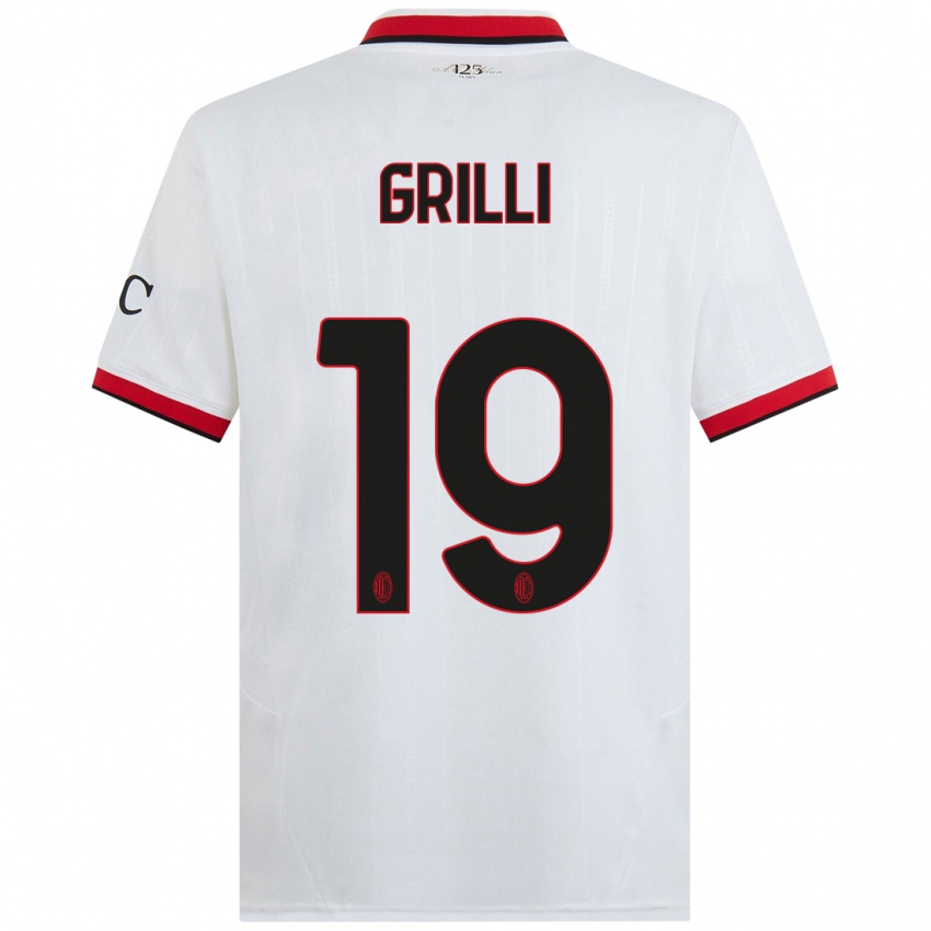 Enfant Maillot Lorenzo Grilli #19 Blanc Noir Rouge Tenues Extérieur 2024/25 T-Shirt Suisse