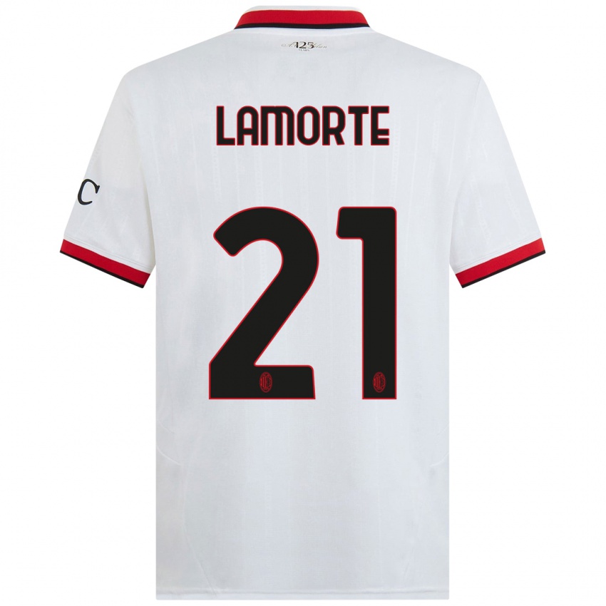 Kinder Alessandro Lamorte #21 Weiß Schwarz Rot Auswärtstrikot Trikot 2024/25 T-Shirt Schweiz