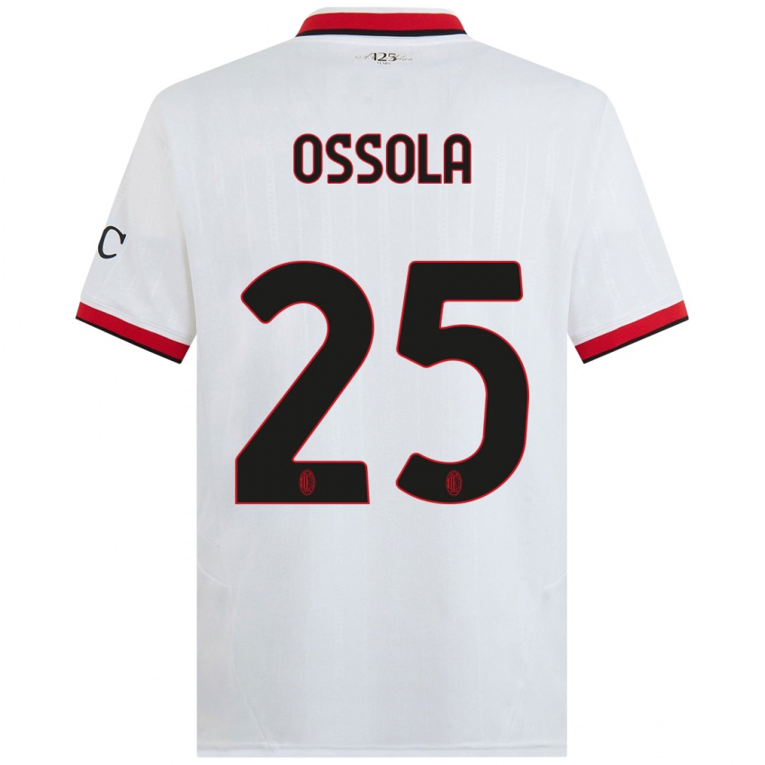 Kinder Lorenzo Ossola #25 Weiß Schwarz Rot Auswärtstrikot Trikot 2024/25 T-Shirt Schweiz