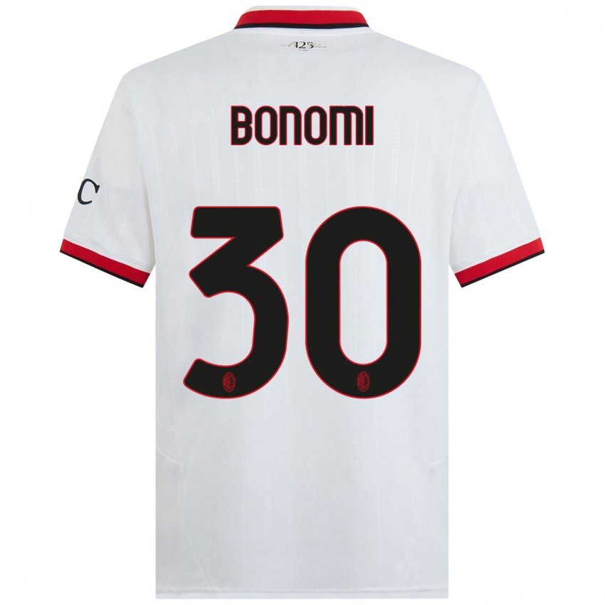 Kinder Alessandro Bonomi #30 Weiß Schwarz Rot Auswärtstrikot Trikot 2024/25 T-Shirt Schweiz