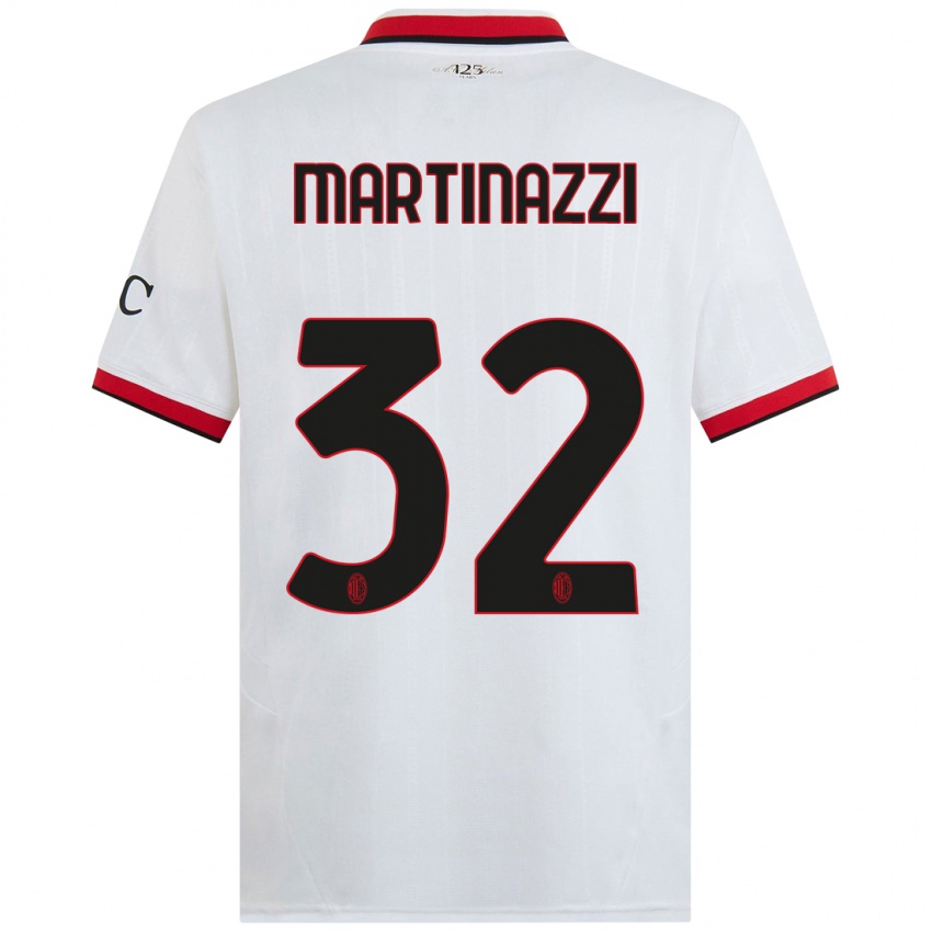 Enfant Maillot Luca Martinazzi #32 Blanc Noir Rouge Tenues Extérieur 2024/25 T-Shirt Suisse