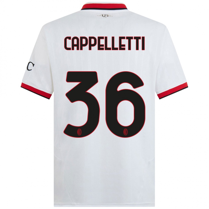 Enfant Maillot Mattia Cappelletti #36 Blanc Noir Rouge Tenues Extérieur 2024/25 T-Shirt Suisse