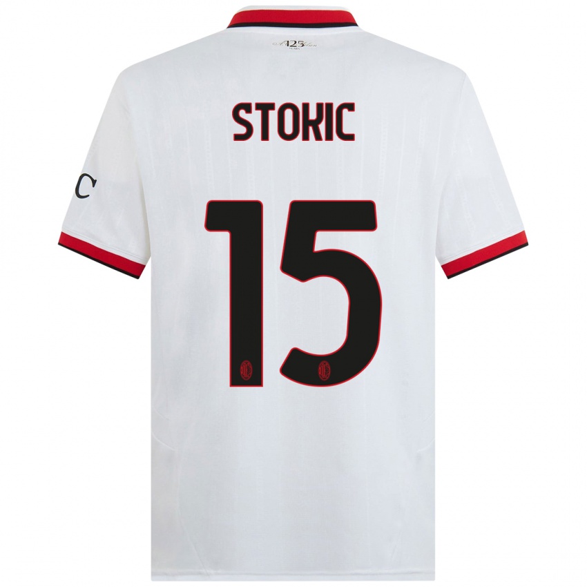 Kinder Sara Stokić #15 Weiß Schwarz Rot Auswärtstrikot Trikot 2024/25 T-Shirt Schweiz