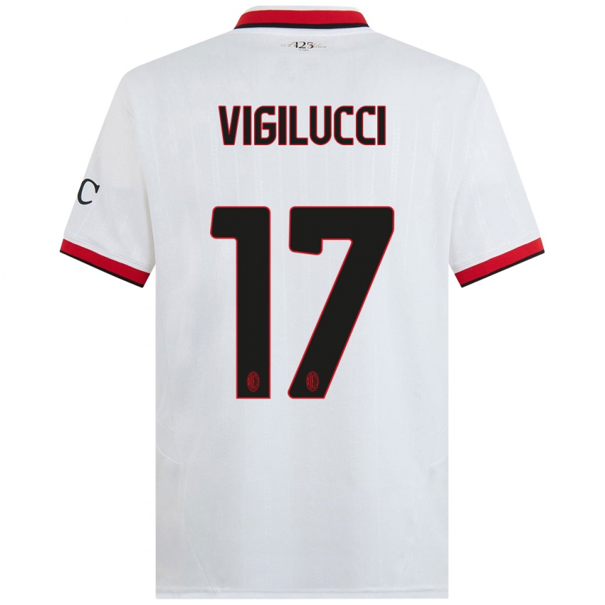 Kinder Valery Vigilucci #17 Weiß Schwarz Rot Auswärtstrikot Trikot 2024/25 T-Shirt Schweiz