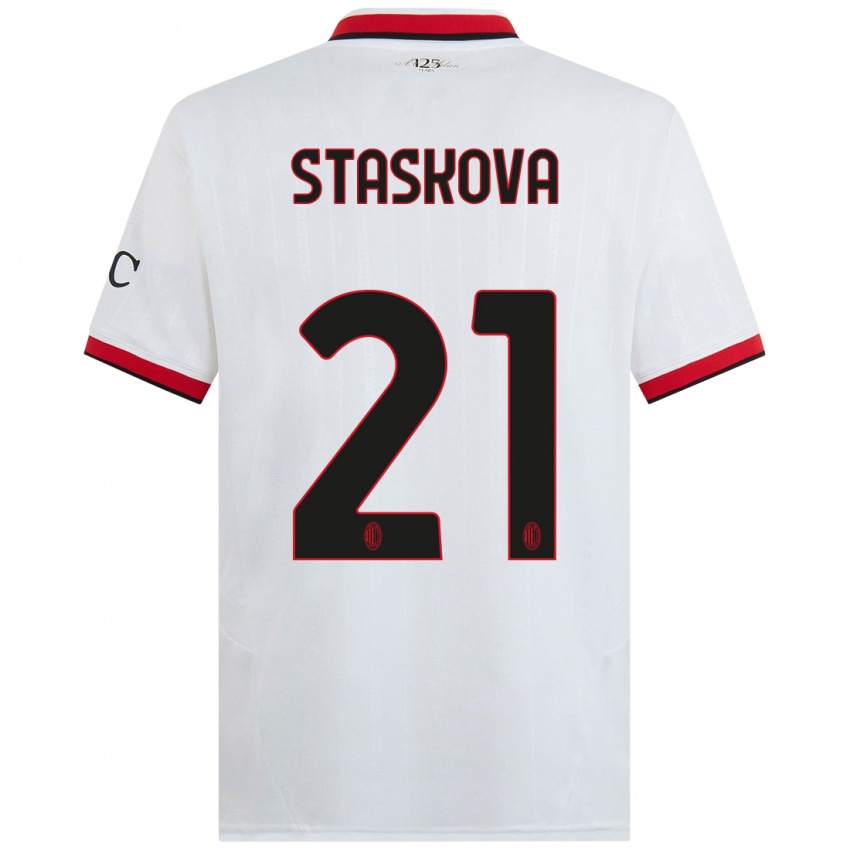 Kinder Andrea Stašková #21 Weiß Schwarz Rot Auswärtstrikot Trikot 2024/25 T-Shirt Schweiz