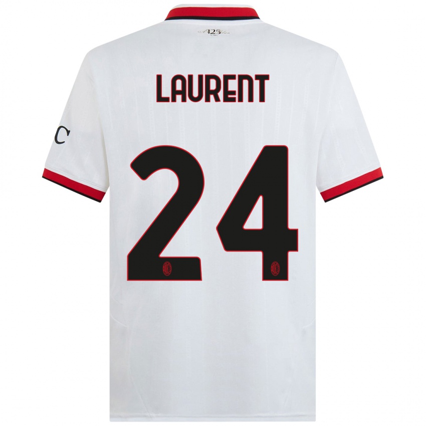 Enfant Maillot Emelyne Laurent #24 Blanc Noir Rouge Tenues Extérieur 2024/25 T-Shirt Suisse