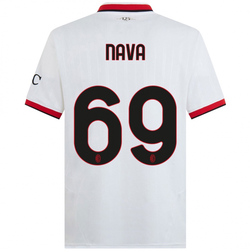 Enfant Maillot Lapo Nava #69 Blanc Noir Rouge Tenues Extérieur 2024/25 T-Shirt Suisse