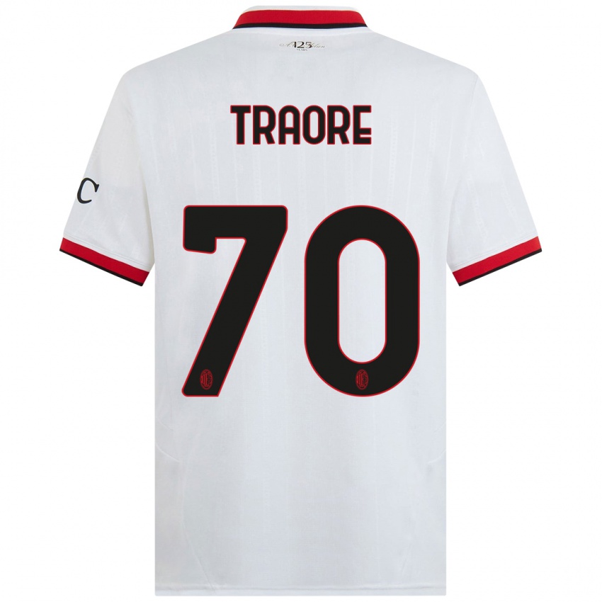 Kinder Chaka Traore #70 Weiß Schwarz Rot Auswärtstrikot Trikot 2024/25 T-Shirt Schweiz