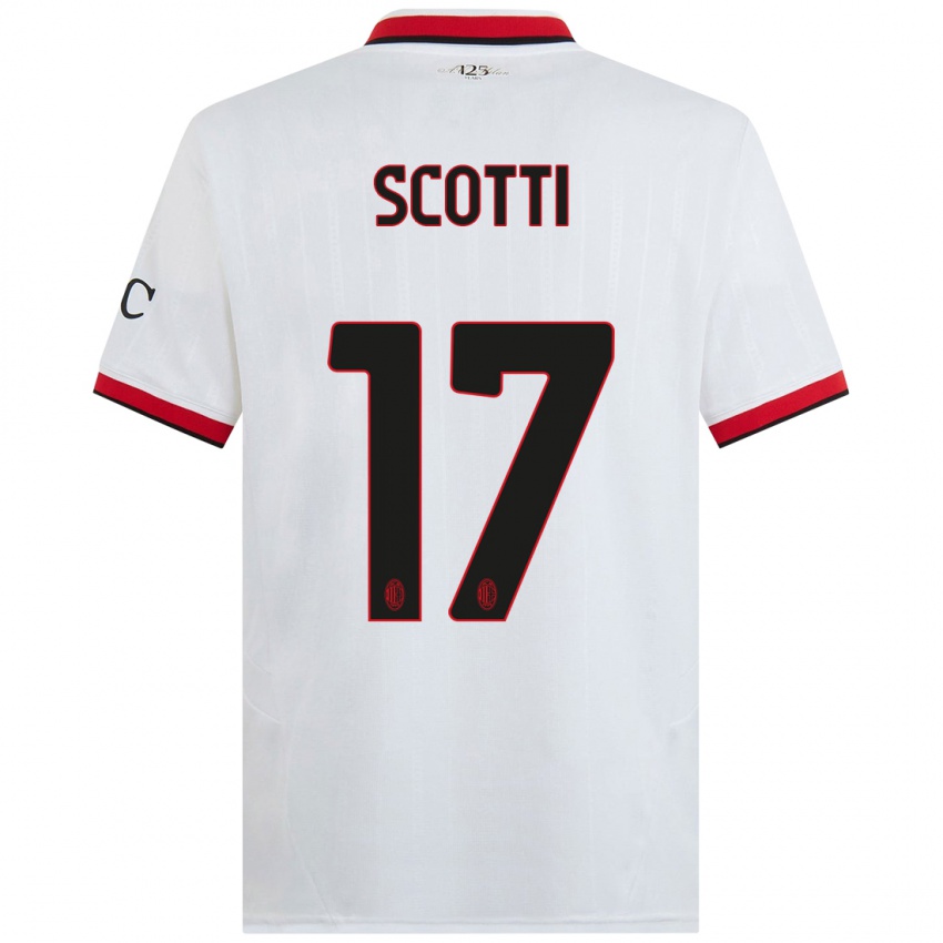 Kinder Filippo Scotti #17 Weiß Schwarz Rot Auswärtstrikot Trikot 2024/25 T-Shirt Schweiz