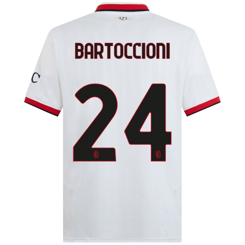 Kinder Andrea Bartoccioni #24 Weiß Schwarz Rot Auswärtstrikot Trikot 2024/25 T-Shirt Schweiz