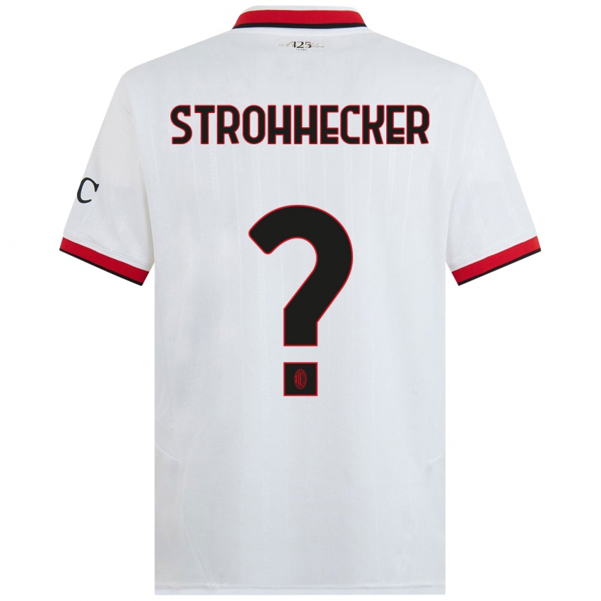 Enfant Maillot Riccardo Strohhecker #0 Blanc Noir Rouge Tenues Extérieur 2024/25 T-Shirt Suisse