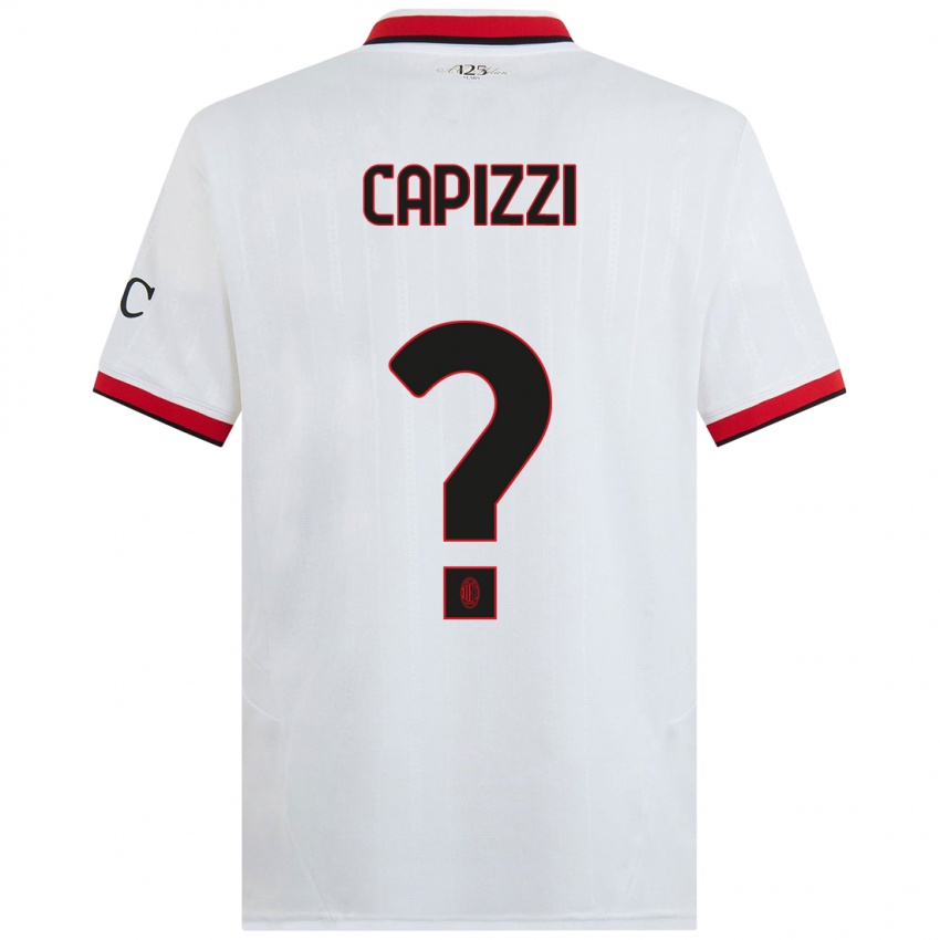 Enfant Maillot Edoardo Capizzi #0 Blanc Noir Rouge Tenues Extérieur 2024/25 T-Shirt Suisse