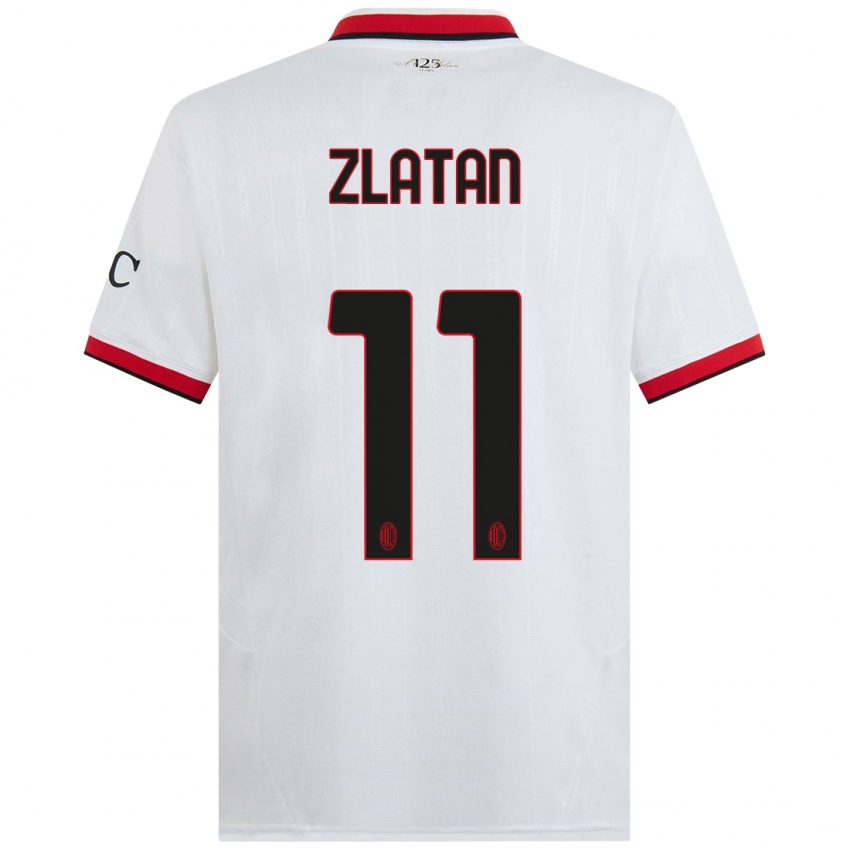 Kinder Zlatan Ibrahimovic #11 Weiß Schwarz Rot Auswärtstrikot Trikot 2024/25 T-Shirt Schweiz