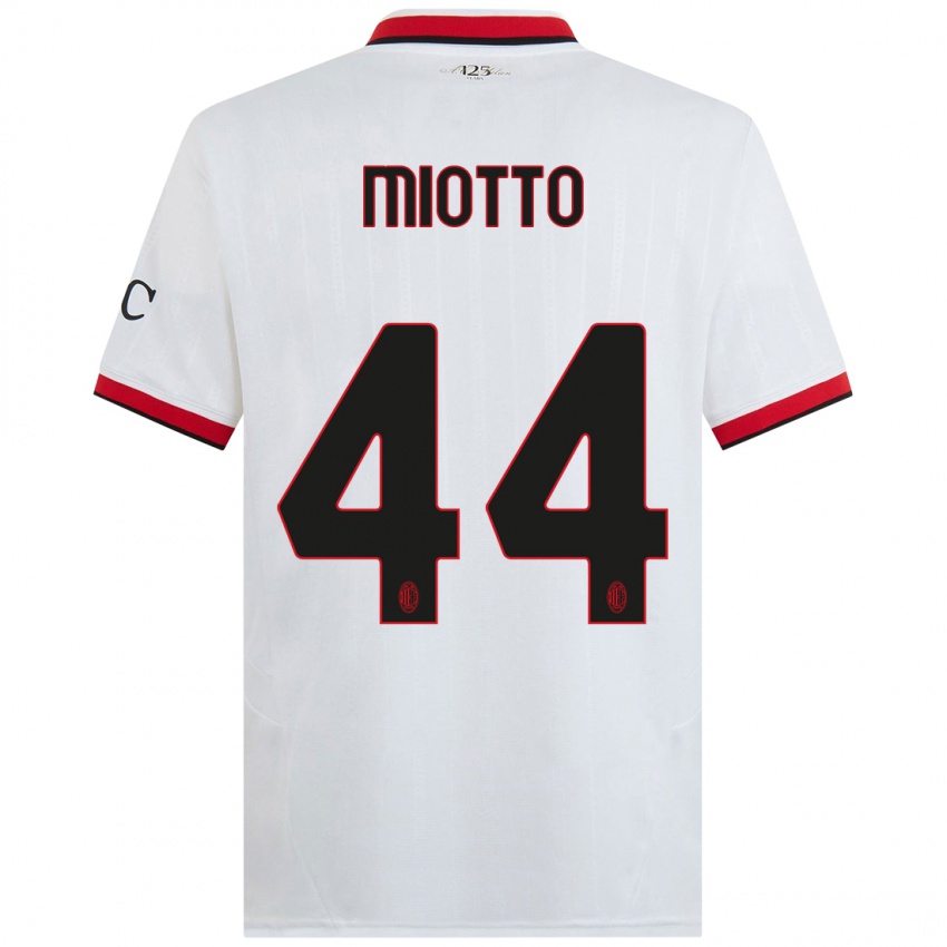 Enfant Maillot Giorgia Miotto #44 Blanc Noir Rouge Tenues Extérieur 2024/25 T-Shirt Suisse