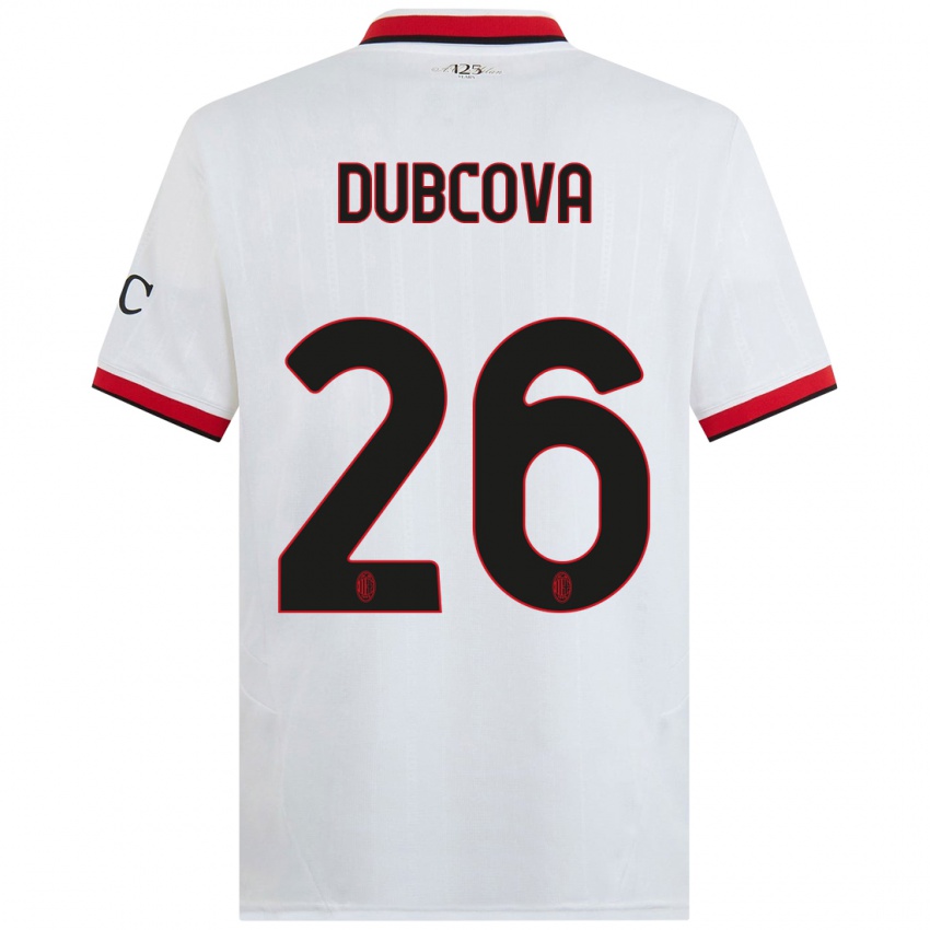 Kinder Michaela Dubcova #26 Weiß Schwarz Rot Auswärtstrikot Trikot 2024/25 T-Shirt Schweiz