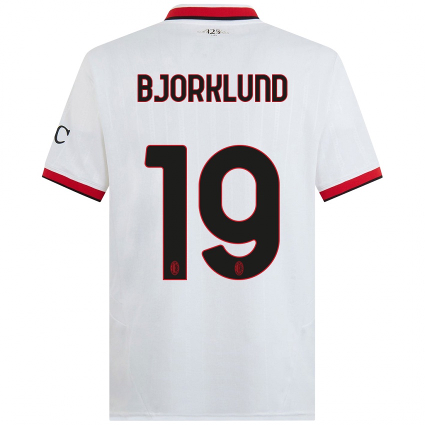 Kinder Lukas Bjorklund #19 Weiß Schwarz Rot Auswärtstrikot Trikot 2024/25 T-Shirt Schweiz